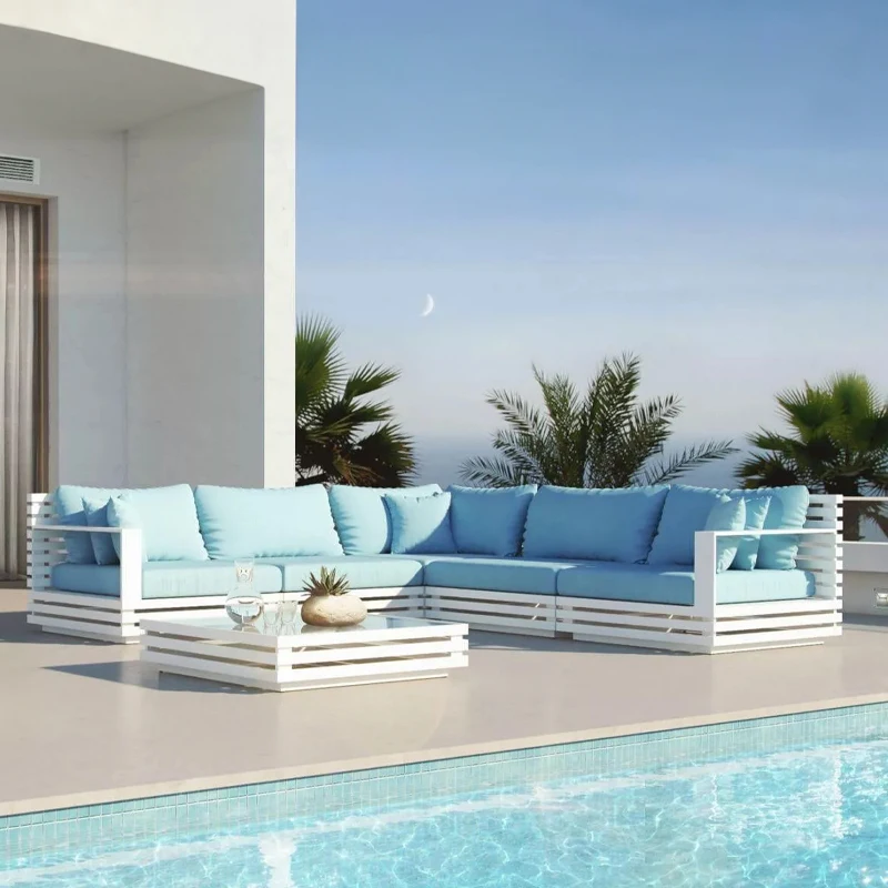 Modern minimalist design private garden furniture hotel patio outdoor sofa aluminum garden sofa set