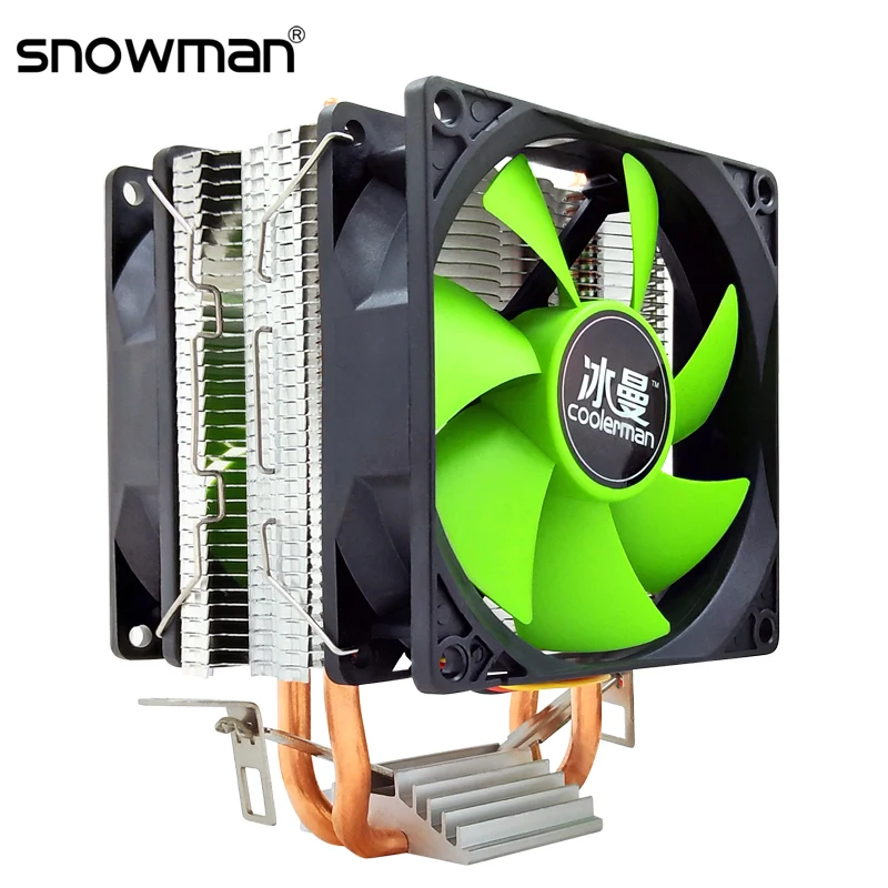 SNOWMAN CPU Cooler 2 Heat Pipes 4 Pin PWM 90mm LGA 775 1150 1151