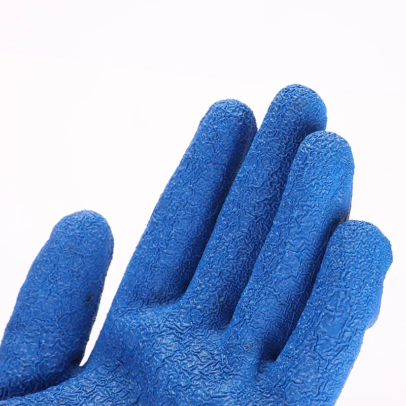 Cotton Yarn Latex Wrinkled Coated Dipped Safety Work Hand Protection Glove for Gardening Household Construction
