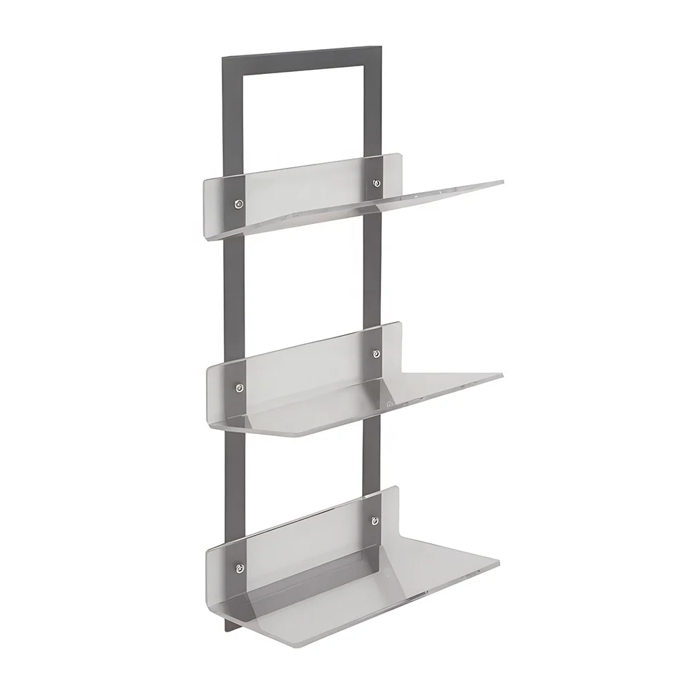 Custom 3 tier european steel wall bookcases decorative ladder modern book shelf luxury clear acrylic display shelf