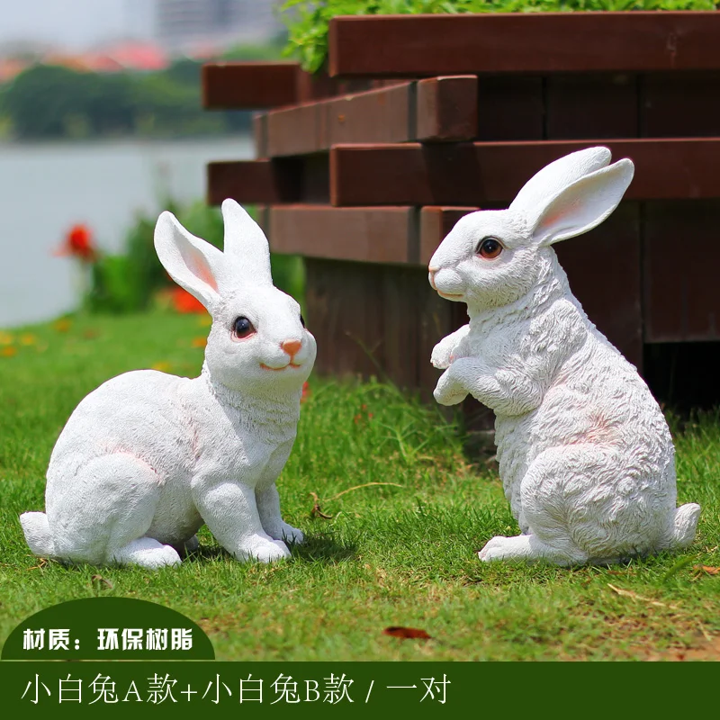 
Cheap Price Lovely Life Size Realistic Fiberglass Resin Rabbit Statues For Park Decoration 