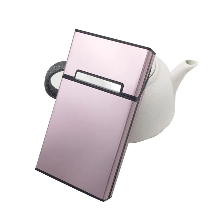 Custom Branded Plastic Double Metal Aluminum Sided Thin Cigarette Packs Holder Box Super Pink Slim Cigarette Case For Women