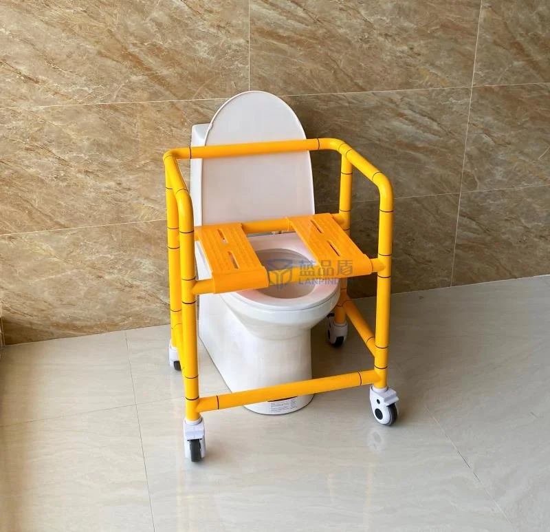 Patient Hospital home use adult nylon steel potty commode chair with wheels