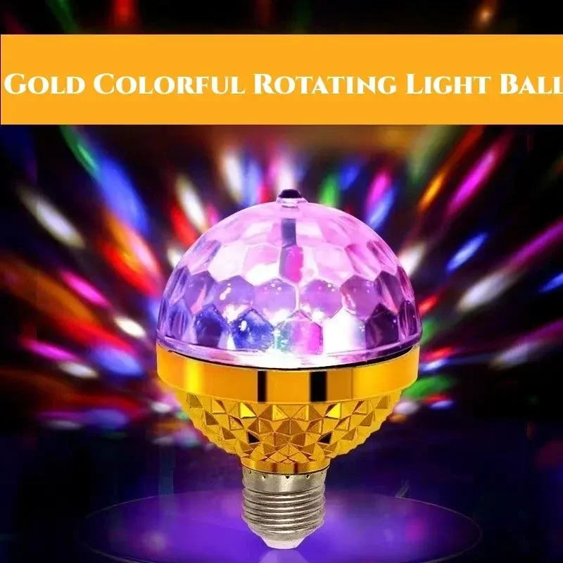Neon Color Rotary Disco Ball Light E27 Crystal Magic Lamp 3W Colorful Projection Lamp DJ KTV Bar Mini Move Head Stage Light