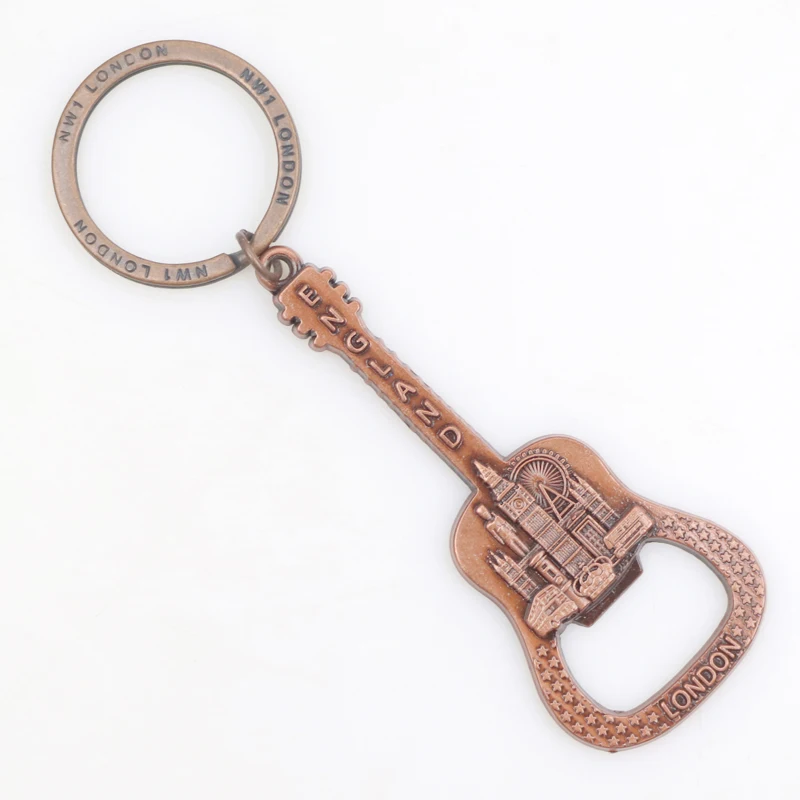 Good Price Zinc Alloy Guitar Shaped Design Metal Bottle Opener Keychain Keyring