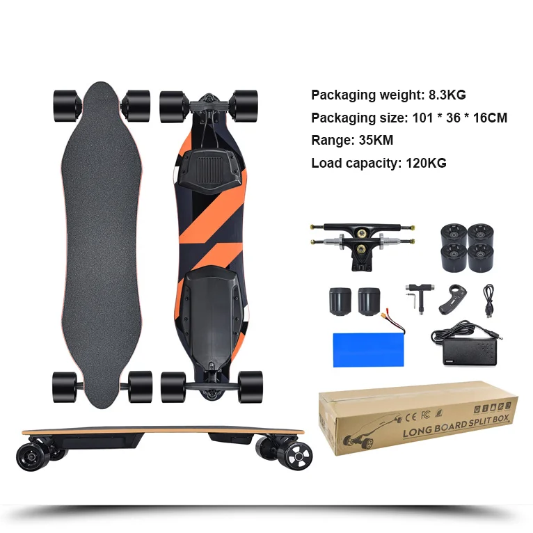 USA 8000mAh 500wx2 dual motor 40km 8Ah off road Longboard electric skateboard for kids adult