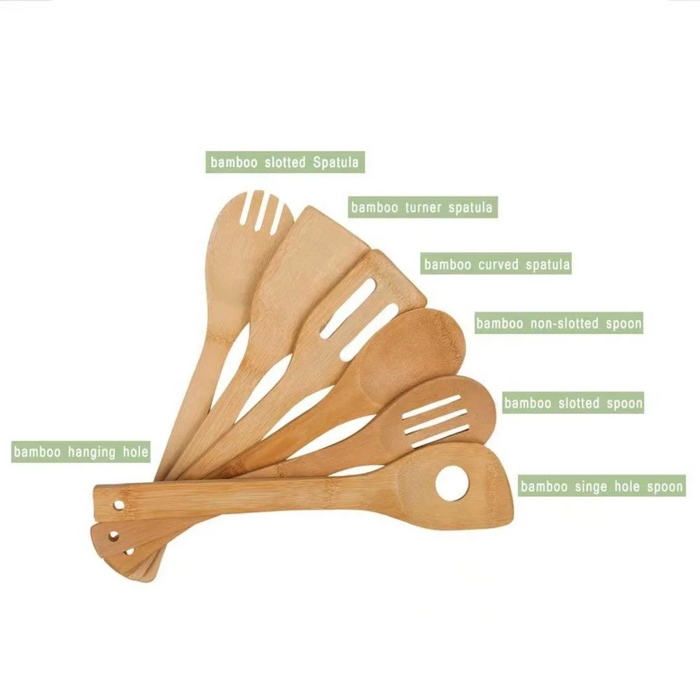 In 2023, Hot sells mildew-resistant kitchen A six-piece accessories bamboo kitchen utensils with a holder