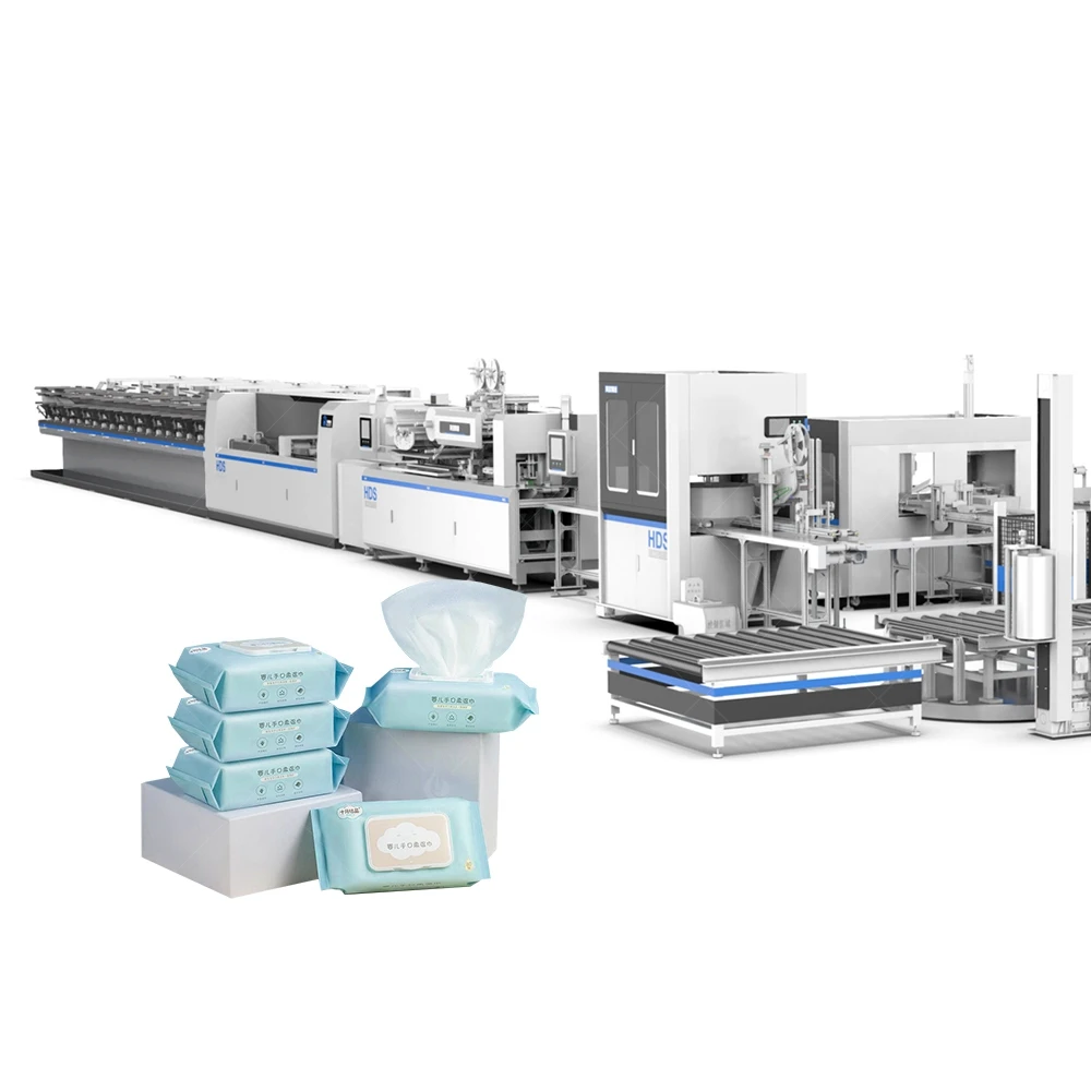 30-120pcs Wet Wipes Tissue Packing Making Machine Baby Wet Tissue Production Line with Lid Applicator