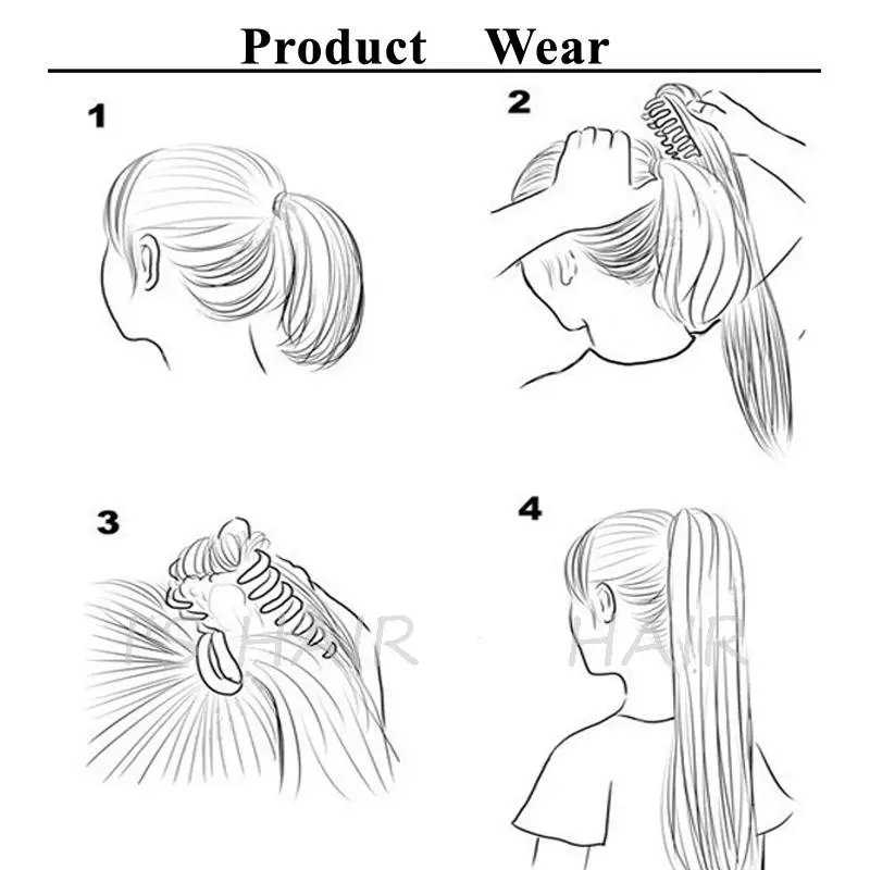  High Temperature Fiber Synthetic Afriacan Women Long Loose Wave Curly Claw Clip In Ponytail Hair Wigs