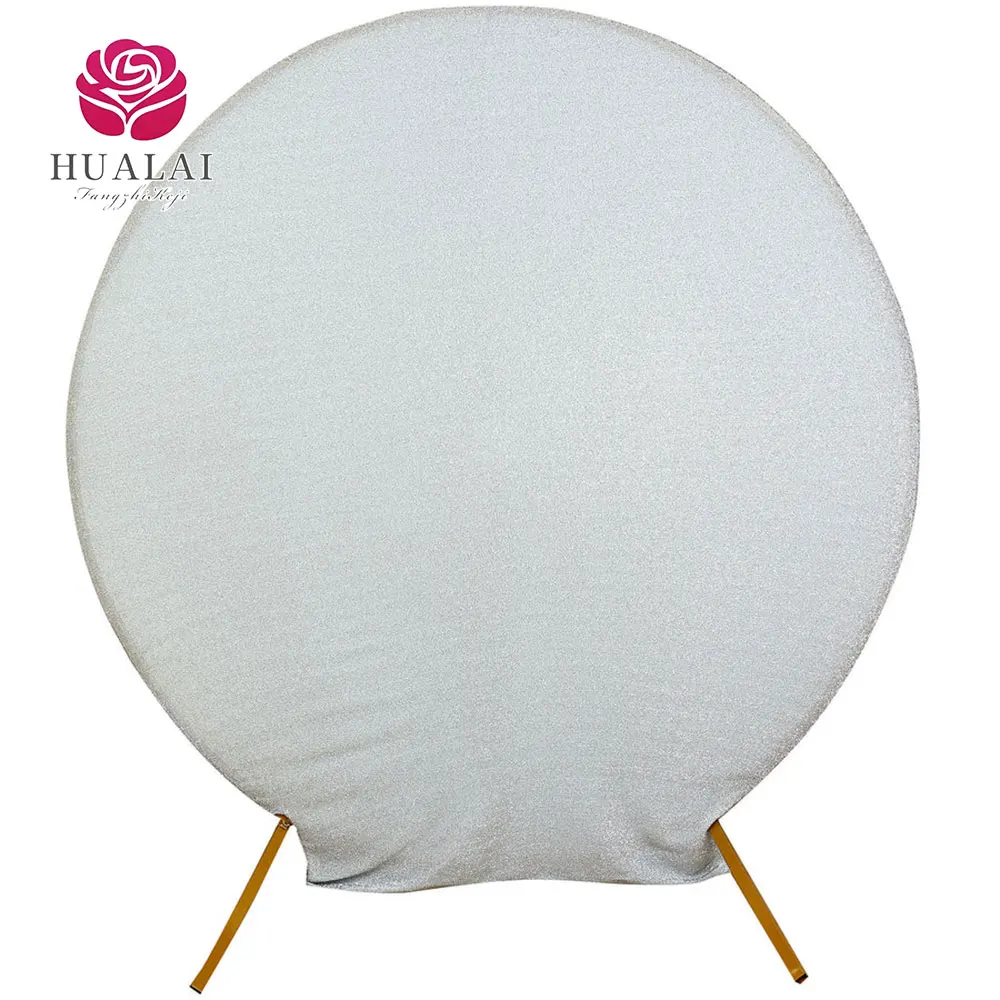 glitter shimmer tinsel metallic sided spandex fit circle round arch backdrop curtain decoration cover for party wedding photo