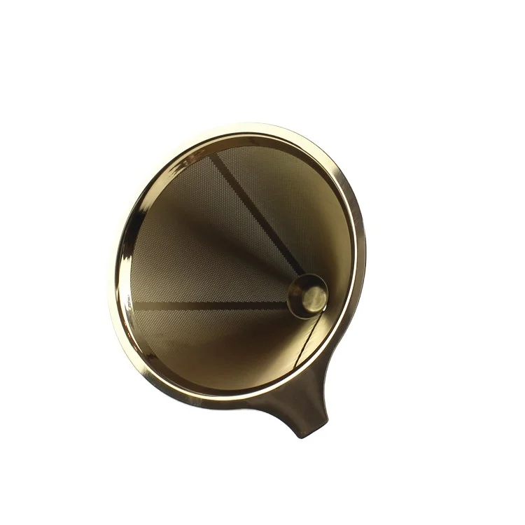Stainless Steel Pour Over Gold Basket Reusable Ear Metal Coffee Mesh Filter Keurig With Spoon Dripper K Cup Cone Packs