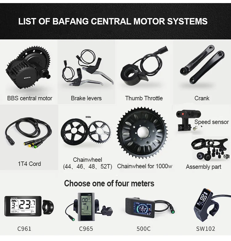 bafang bbs02b 36V 48V 750w mid motor electric bicycle conversion kit waterproof 250w 350w 500w ebike conversion kit