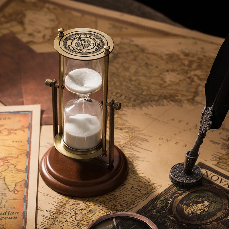 European and American creative metal hourglass ornaments retro handicrafts home decoration hourglass timer