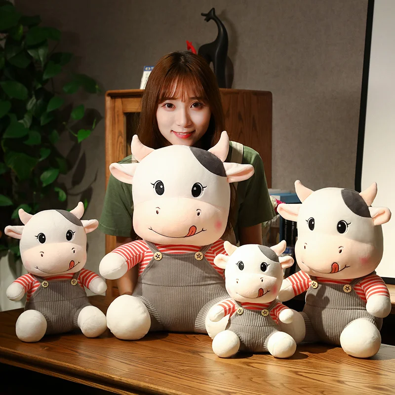 2022 hot selling good quality cute stuffed soft plush cow toy with T-shirt  bull plush toy milk cow doll