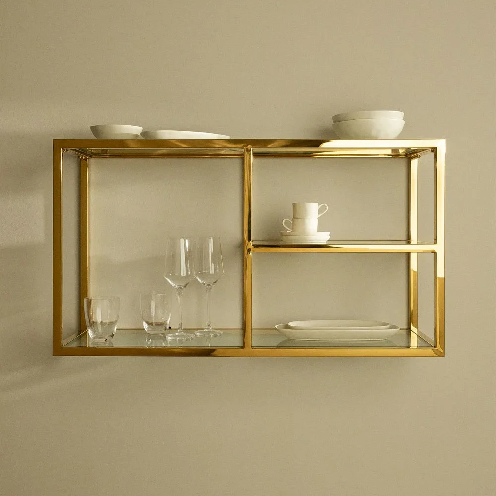 Metal glass hanging cabinet storage shelf wall mounted display wash bathroom living room furniture