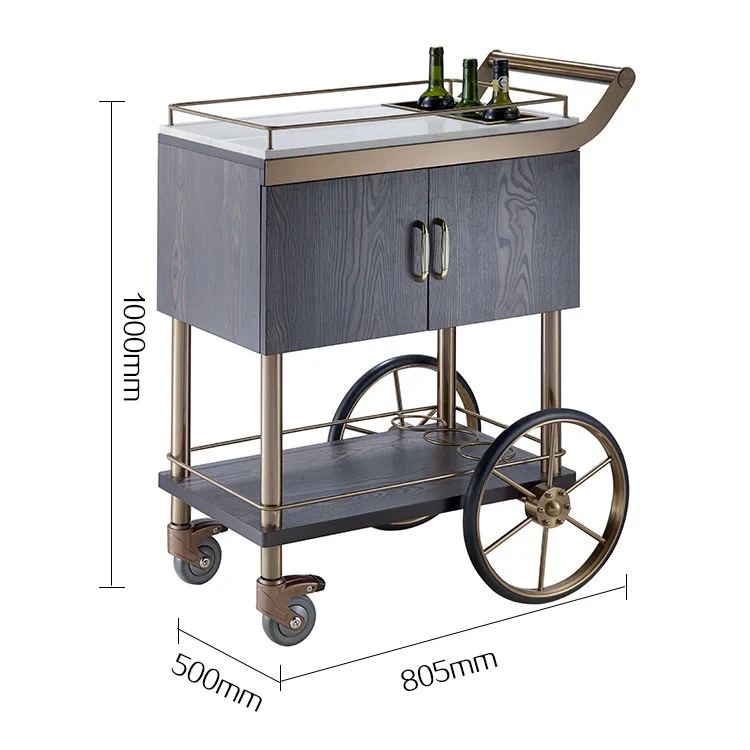 C-25 Luxury Hotel Restaurant Drink Wine Service Cart Hotel Trolley Hotel Furniture Wood+metal European