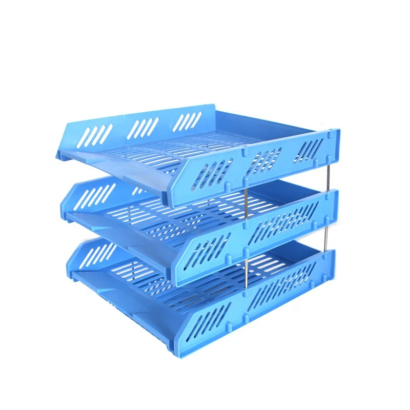 3 Tier Letter Tray Stackable File Magazine Holder Document A4 File Organizer Plastic Front Load File Holder