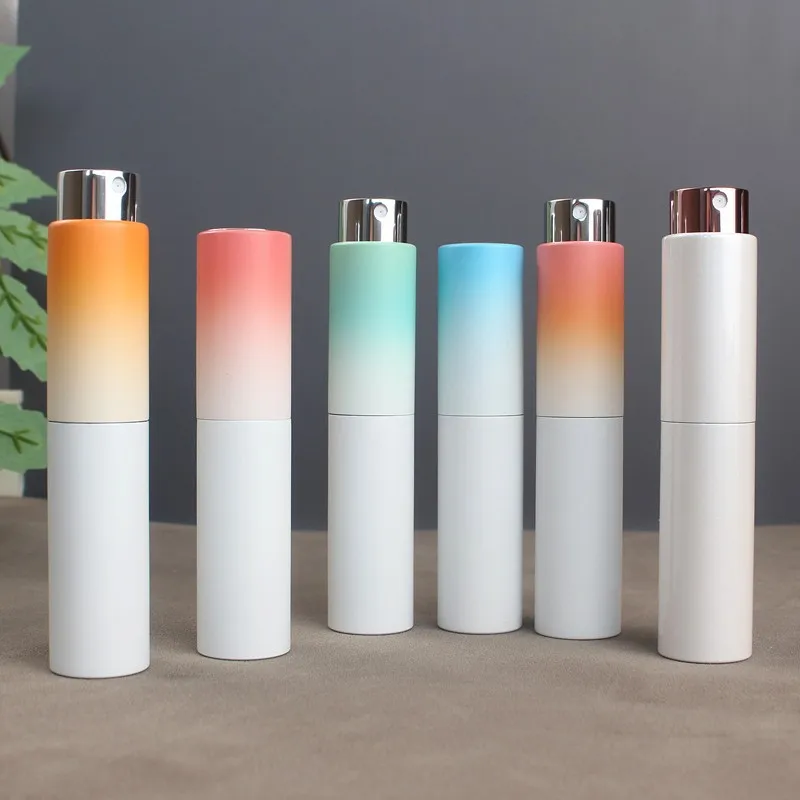 High quality Color gradient 10ml aluminum enclosure empty perfume refillable spray bottle