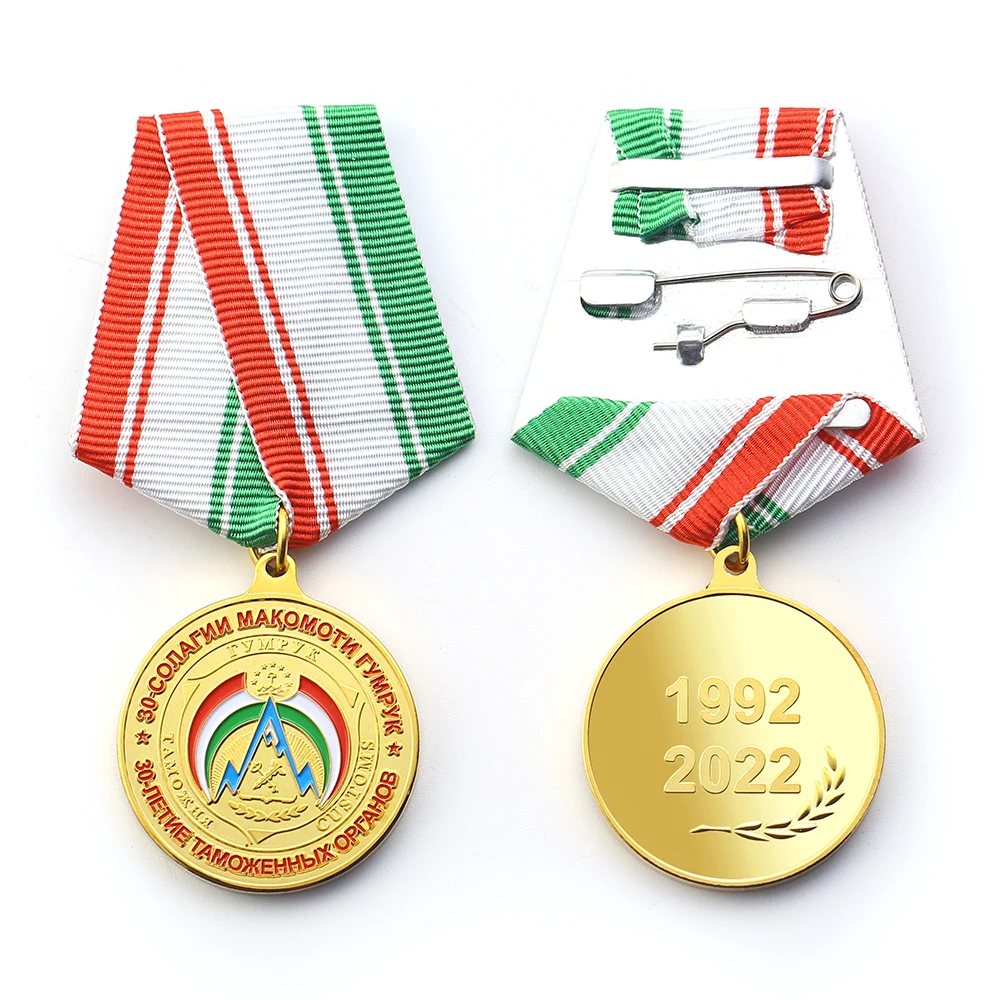 Manufacturer Custom Made Metal Zine Alloy Bar Badge Pin Honor Gold Chest Award 3D Enamel Medal Badge With Box