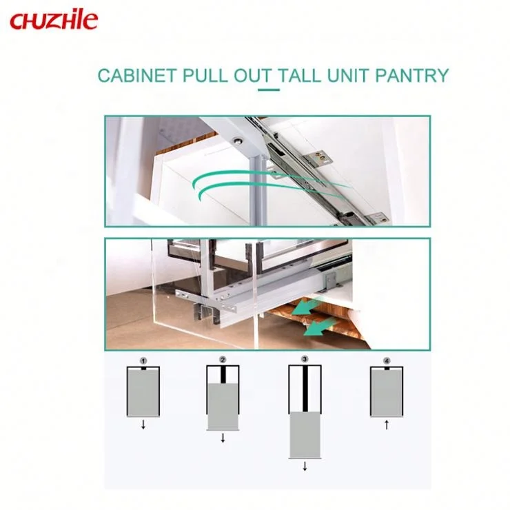 Высокое качество кухонные хранения 6 слой высокая единица корзина из нержавеющей стали панельные двери со стеклом дизайн вытащить корзины кладовая Организатор