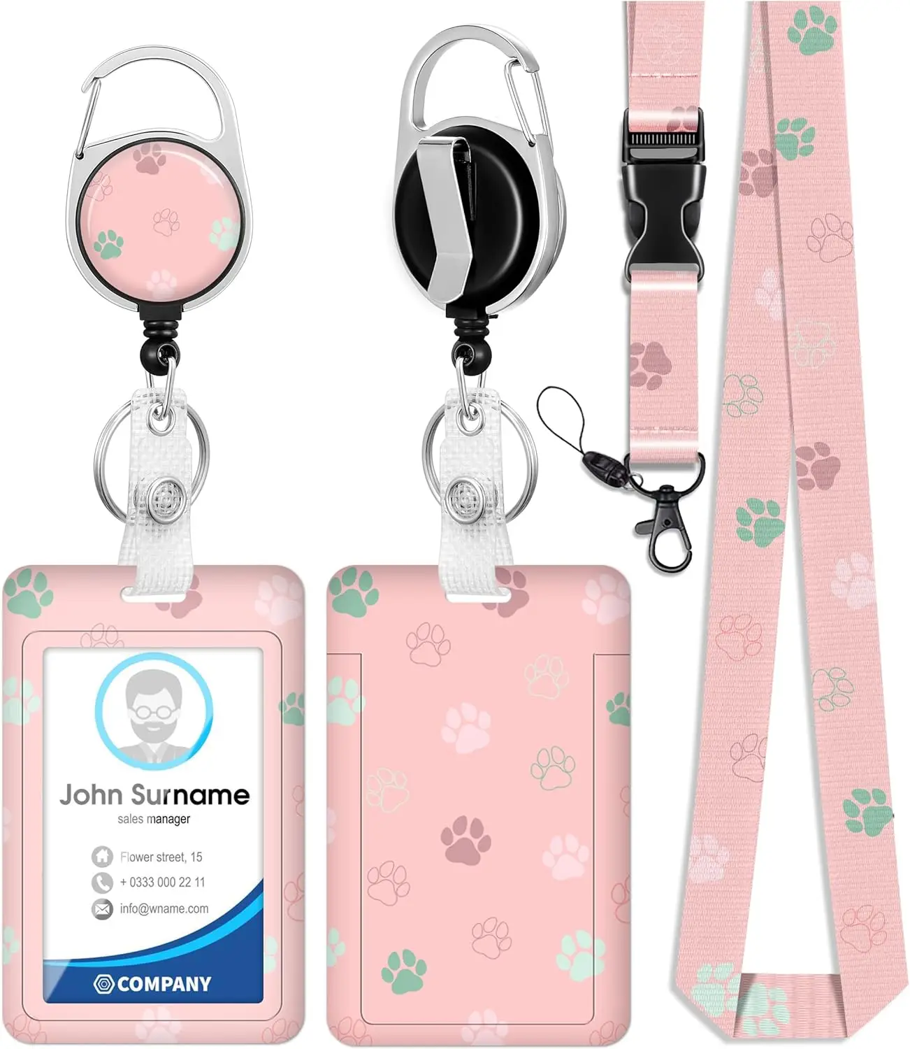 Christmas ID Badge Holder Lanyard Retractable Badge Reel Clip Neck Strap Christmas Lanyard for Keys Holder