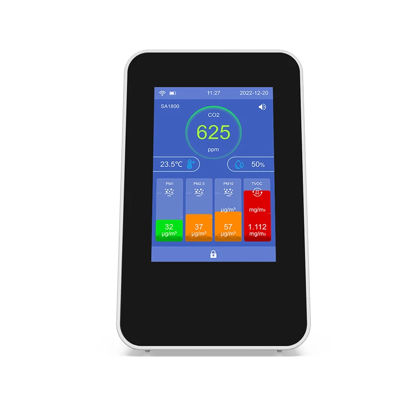 Wireless Air Quality Monitor, Indoor Air quality meter for CO2  TVOC PM10,PM1.0 PM2.5 with wifi and APP control.