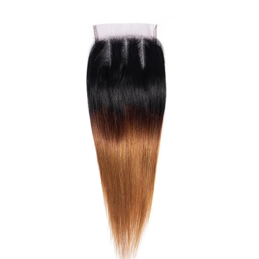 FH Wholesale Double Drawn 3 Human Hair Bundle with Closure Set  4x4 Straight  Lace Closure #1B-30 Machine Weft Bundles Extension