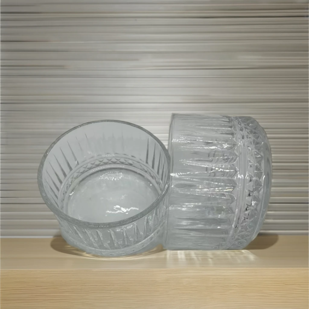 Mini Glass Bowl Set New Design High White Clear Engraving Large PP Serving Mixing Bowl for Sauce 6pcs Set Commercial Food Use