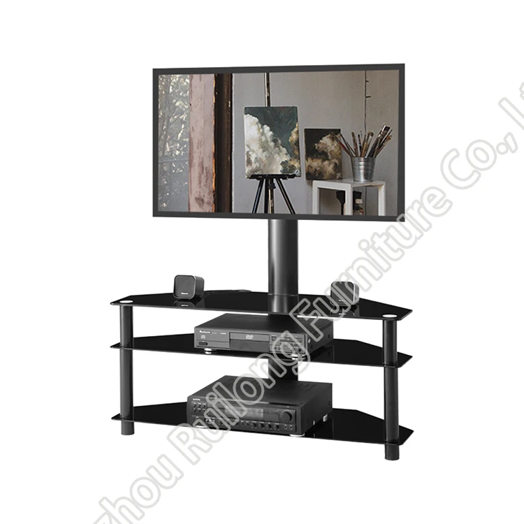 
New Model Modern Luxury Tempered Glass TV Unit Entertainment Center Cabinet 65 inch Metal Wall Mount TV Stand For Living Room 