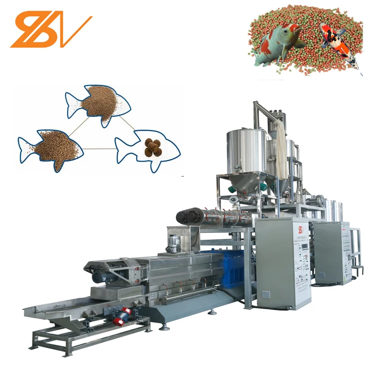 1000-2000kg/h Float fish feed pellet make machine twin screw floating fish food extruder making machine