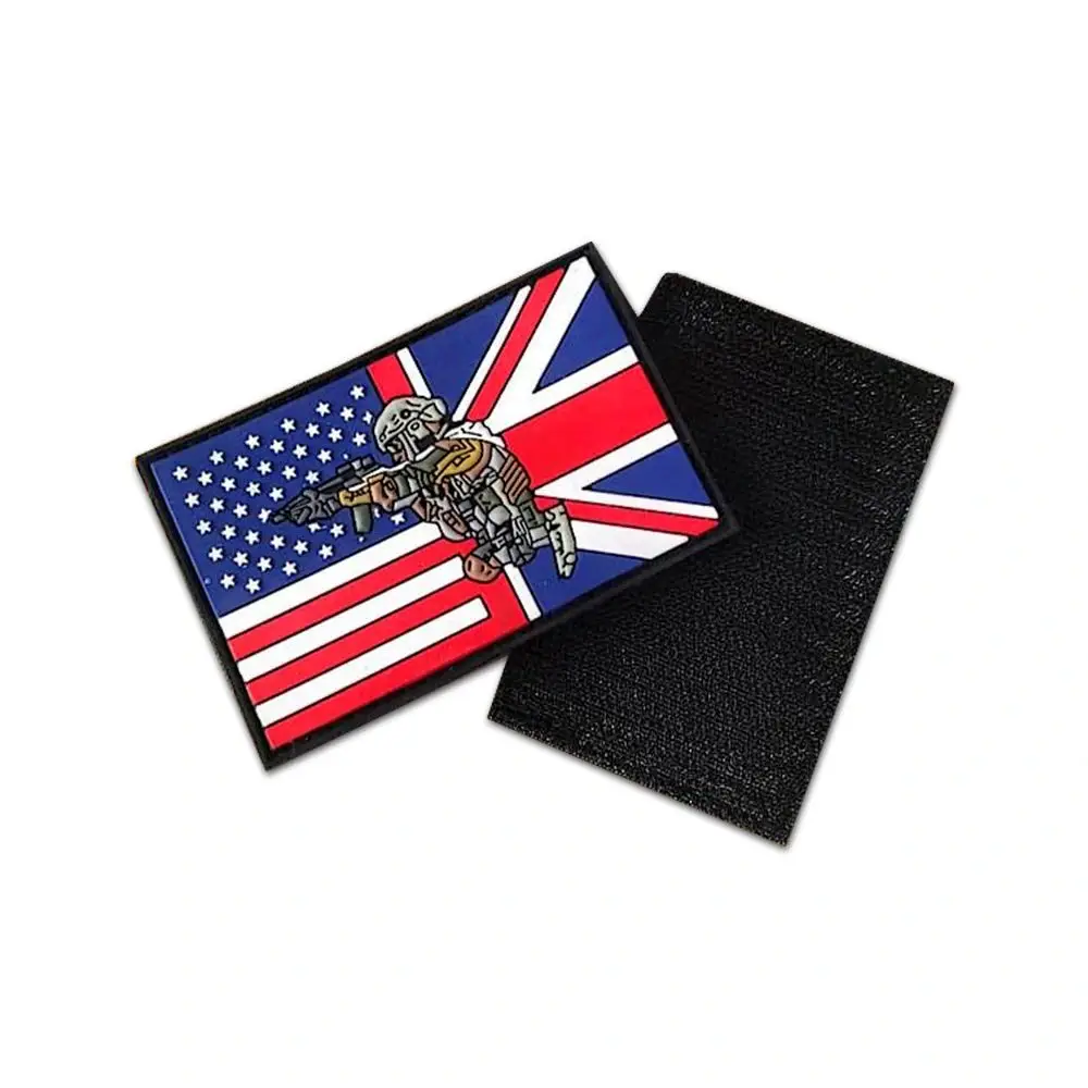 Wholesale Subdued Custom Hook and Loop Embroidered Iron on Lockrand Patches Usa American Flag Patch