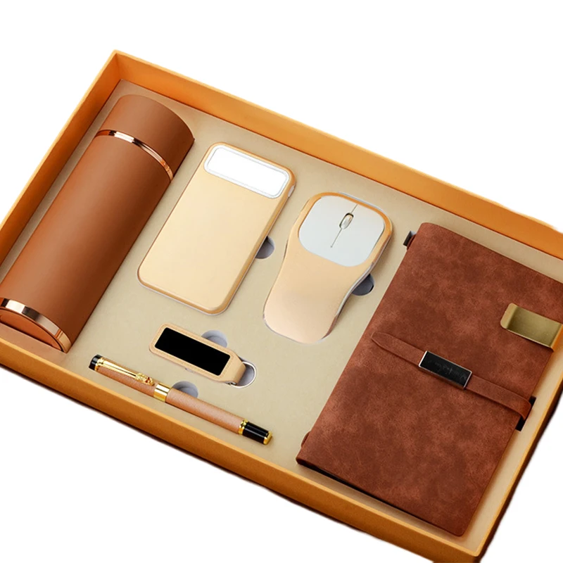 unique products Pen USB Power Bank Notebook Flask Luxury Fashion Gift Set for Wedding Guests promotional products for business