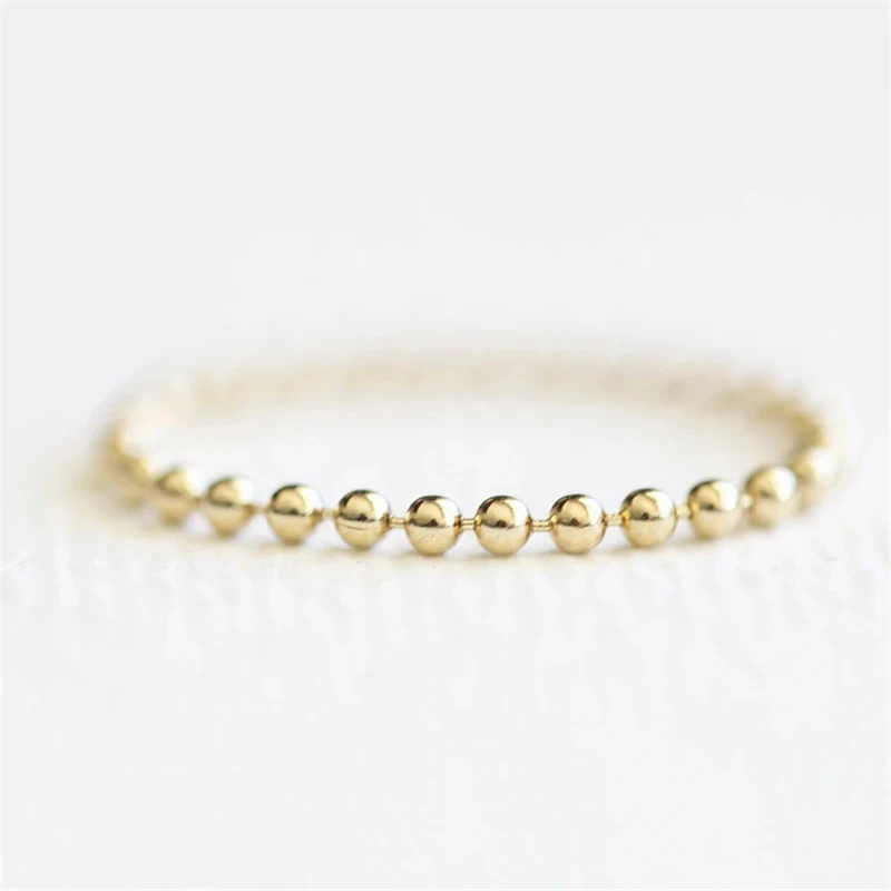 High Quality 14K Gold Filled 1.5mm Bead Chain Ring Fashion Jewelry Boho Knuckle Ring for Women