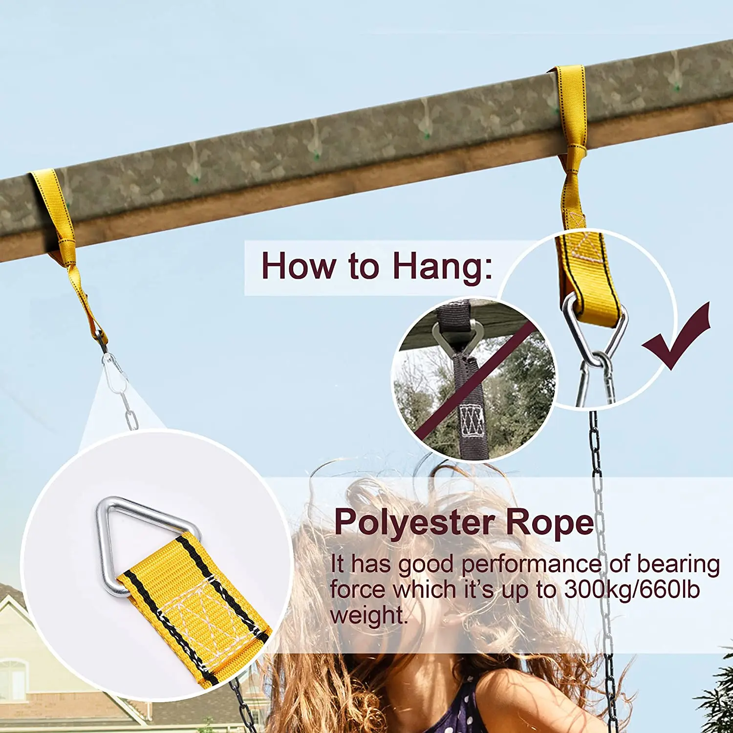 Tree Swings with Anti-Rust Chain Plastic Coated Safety Tree Swing for Adults and Kids