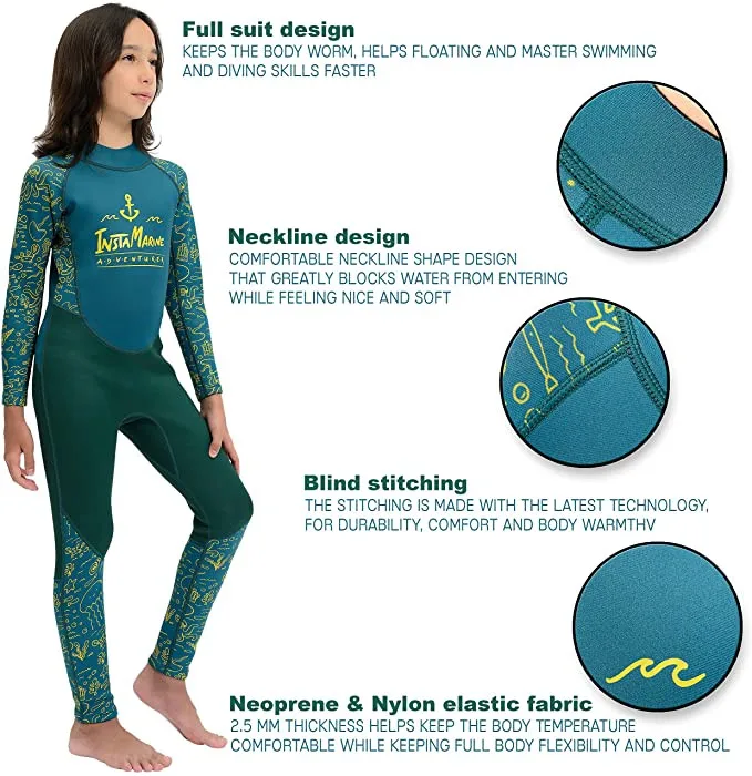Kids Neoprene Wetsuit for Swimming, Scuba Diving, Surfing