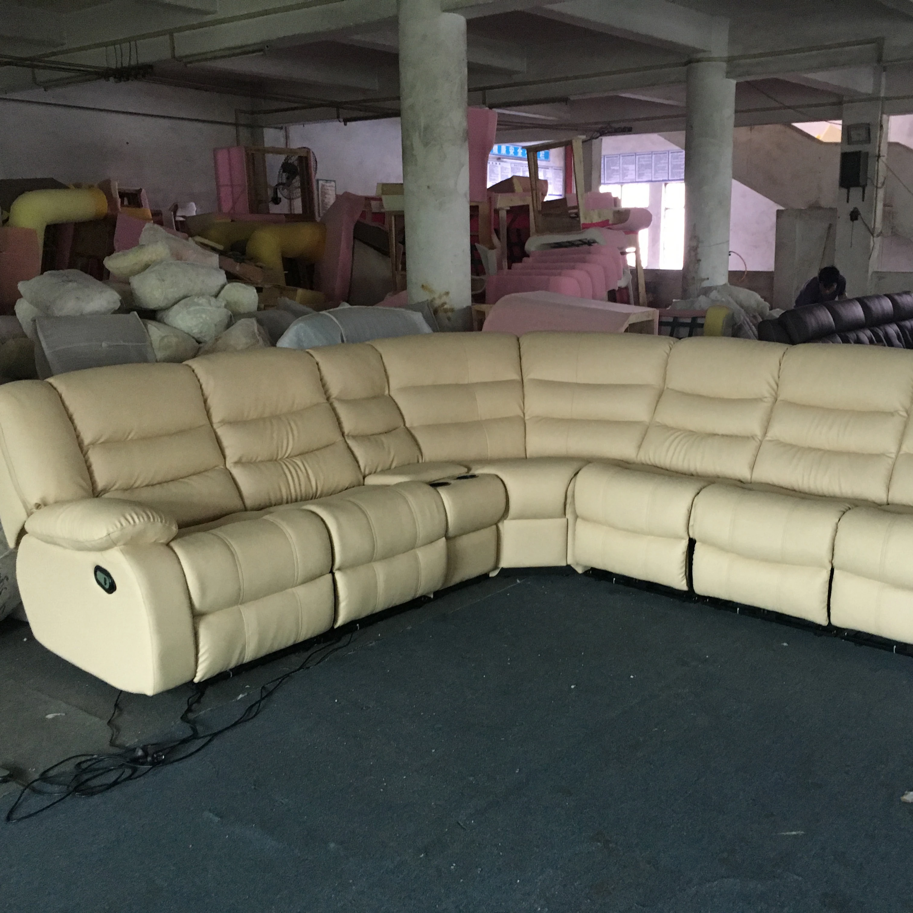 Wholesale latest modern luxury home furniture sectional corner genuine leather couch 7 seater living room sofa set designs