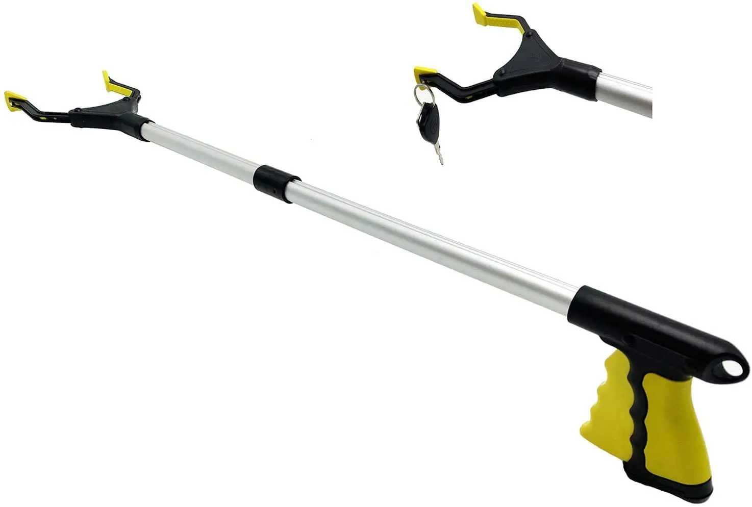 Yellow Foldable Extender Gripper Tool Garbage Picker Reacher Grabber