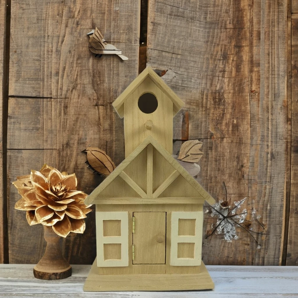 Customized Pine Bird House Wooden Sparrow House with Engraving Personalized Woodworking Art for Home Decoration Unique Gift Idea