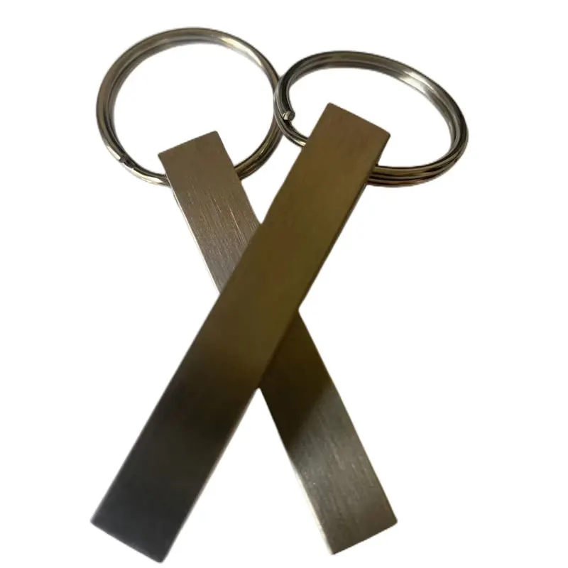 304 stainless steel brush finish cube keychain Gift Key chains key rings hook Custom logo Laser Engraved Bar Keychain
