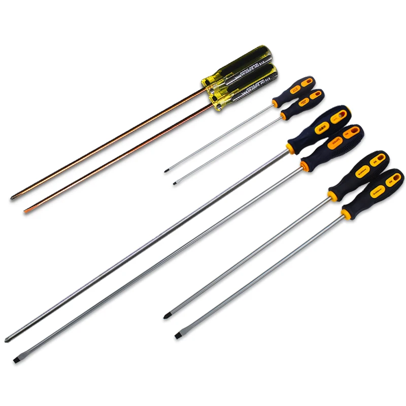 Screwdriver With Single Massage Handle Crv Metallic Orange And Black Handle Phillips And Flat