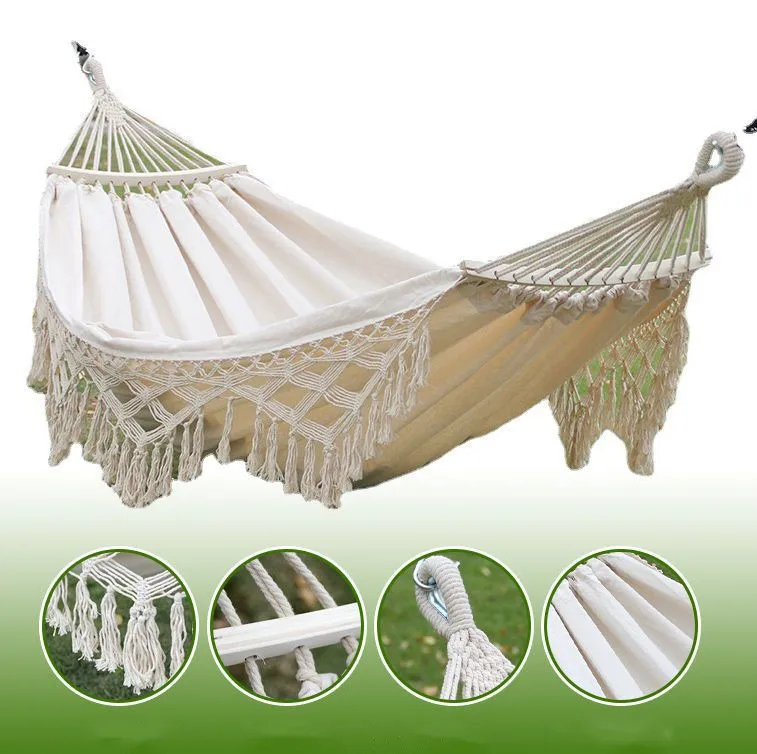 Canvas Hammock Bed Folding Double Hanging Nylon Wholesale Swing Portable Outdoor Camping Hammock