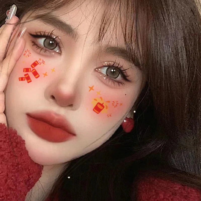 Popular Colorful Beauty Party Waterproof Face Sticker Various Design Styles Heart PatternTattoo Stencil for Face Stickers