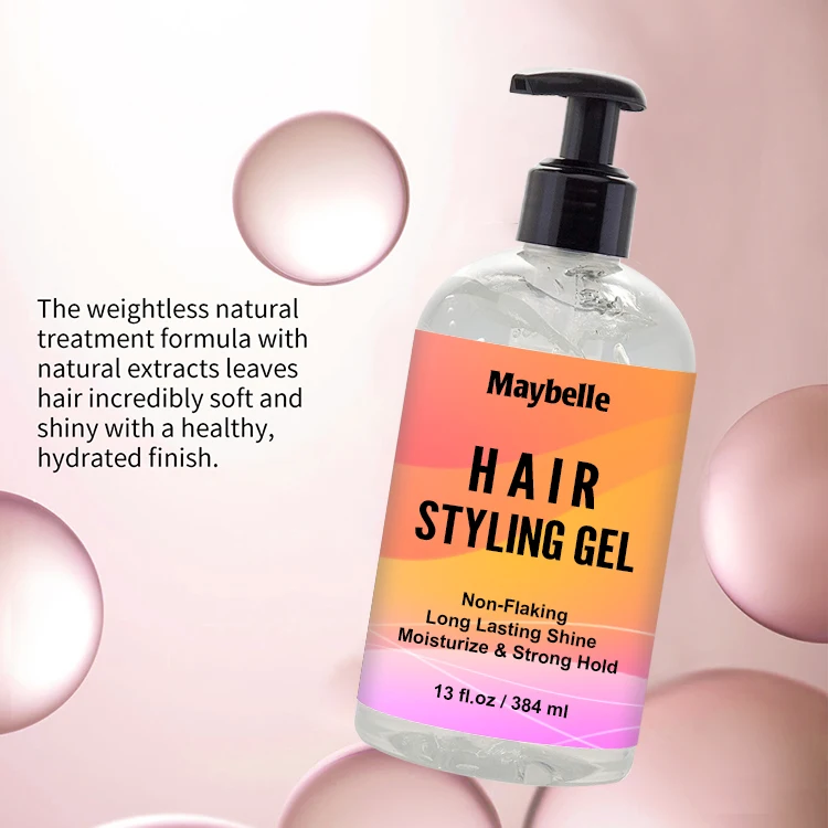 All Day Hold 384ml No Flaking Curly Hair Styling Gel Private Label Hair Styling Gel For Natural Hair