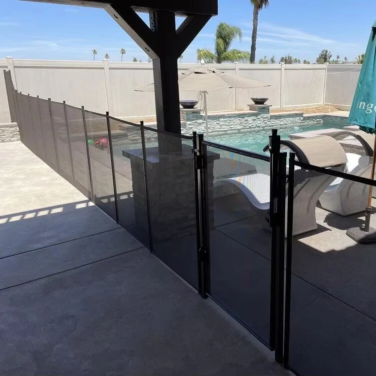 High Strength Swimming Pool Safety Fence Flexible Teslin Net Aluminum Pole Fence Above Ground Inground Pool