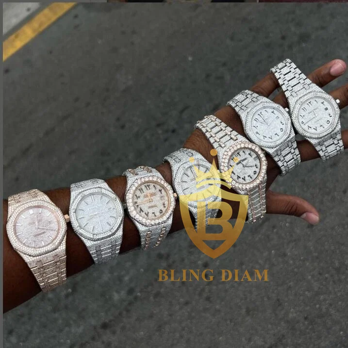 Luxury Full Diamonsd Watch Iced out Quartz Watch Mens Women hip hop jewelry Customized Moissanite Watch Rapper Jewelry