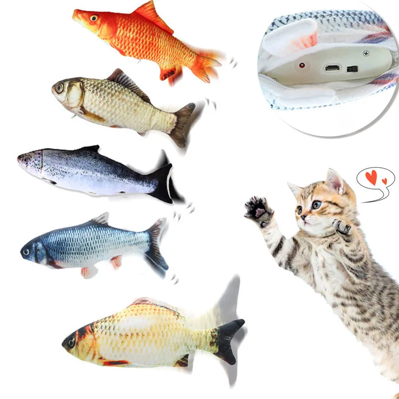
Electronic Pet Cat Toy USB Charging Fish Toys for Dog Cat Chewing Playing Biting pillow 
