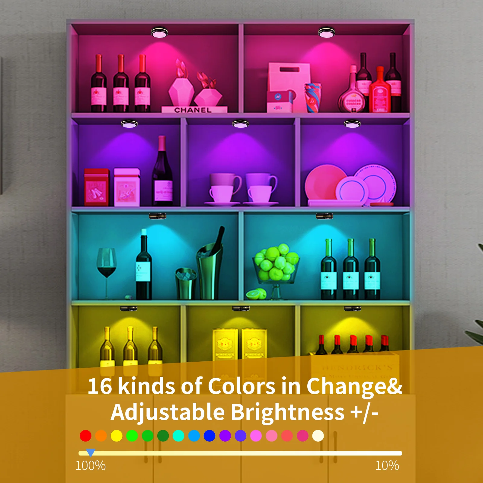Hot sale USB recharge led puck light with remote control Small 16 Colors RGB Change mini led night lights for Bedside lighting