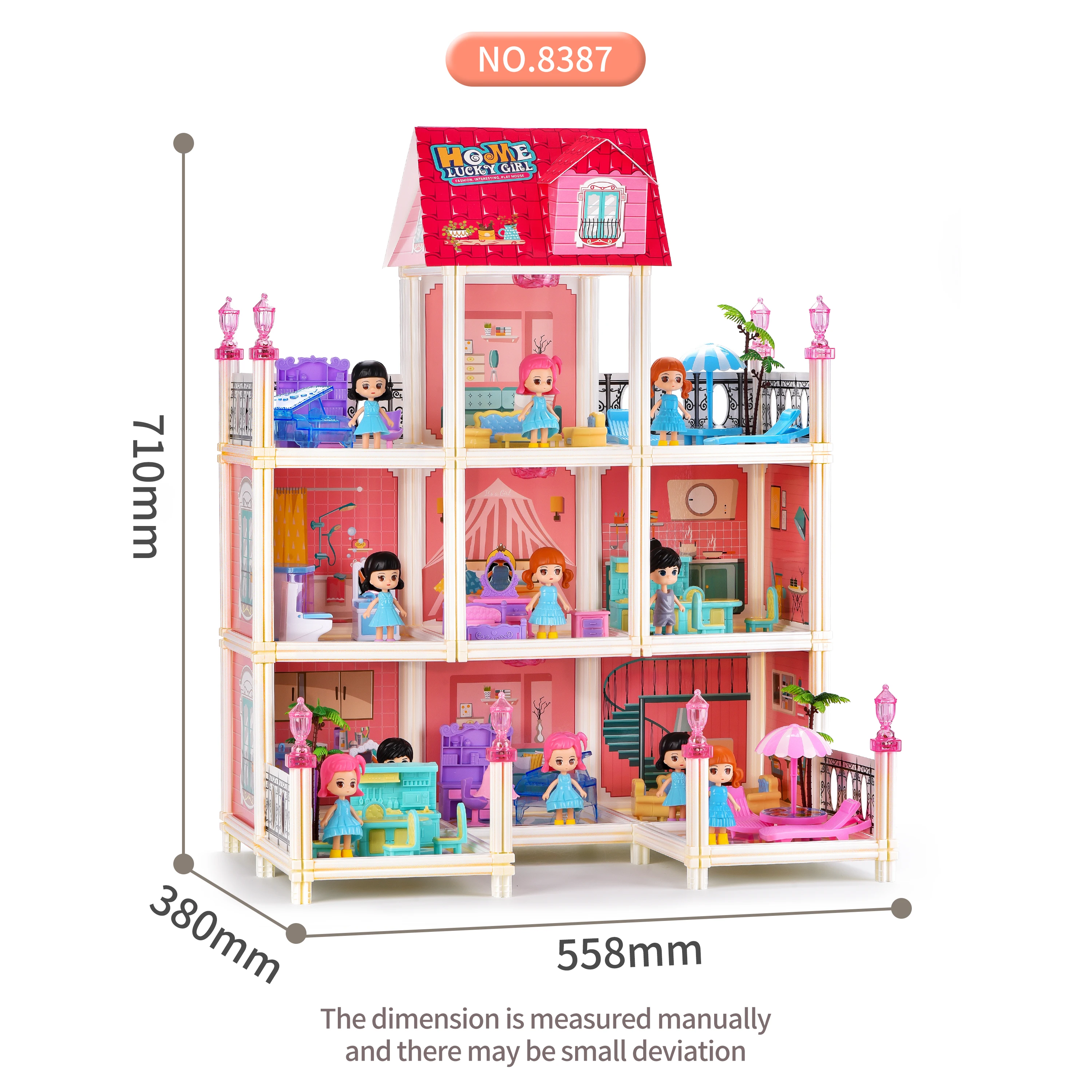 Kouyikou Factory Children Pretend Play Toy Big Doll House Diy Gift Playing Games Educational Building Block Toy for Kids