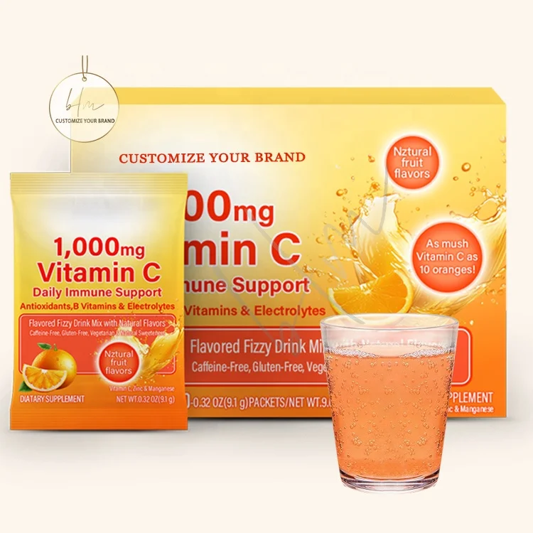 OEM Vitamin Effervescent Powder Supplement Stick Zinc Magnesium Vitamin C Drink Powder Sachets