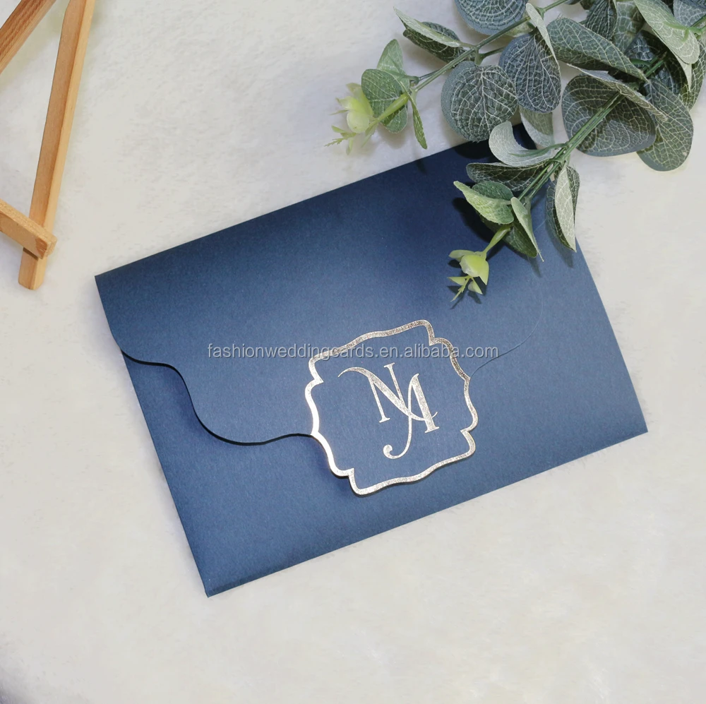 African Royal Blue Laser Cut Belly Band Wedding Invitation cards pocket birthday invitation cards and RSVP cards